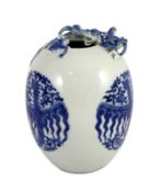 A Chinese ovoid 'dragon' vase, 19th century or later, painted with three stylised dragon medallions,