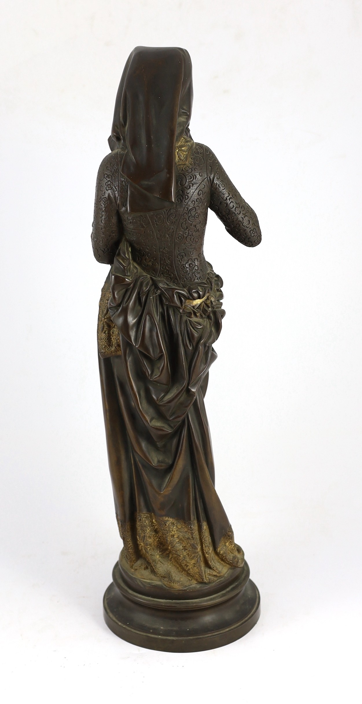 Albert-Ernest Carrier-Belleuse (French, 1824-1887). A parcel gilt bronze and ivory figure, ' - Image 4 of 6