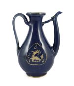 A Chinese late Ming blue glazed and slip decorated ‘qilin’ ewer, for the Islamic market, the