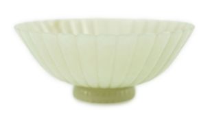 A fine Chinese Mughal style celadon jade ‘chrysanthemum’ bowl, 18th/19th century, the stone of