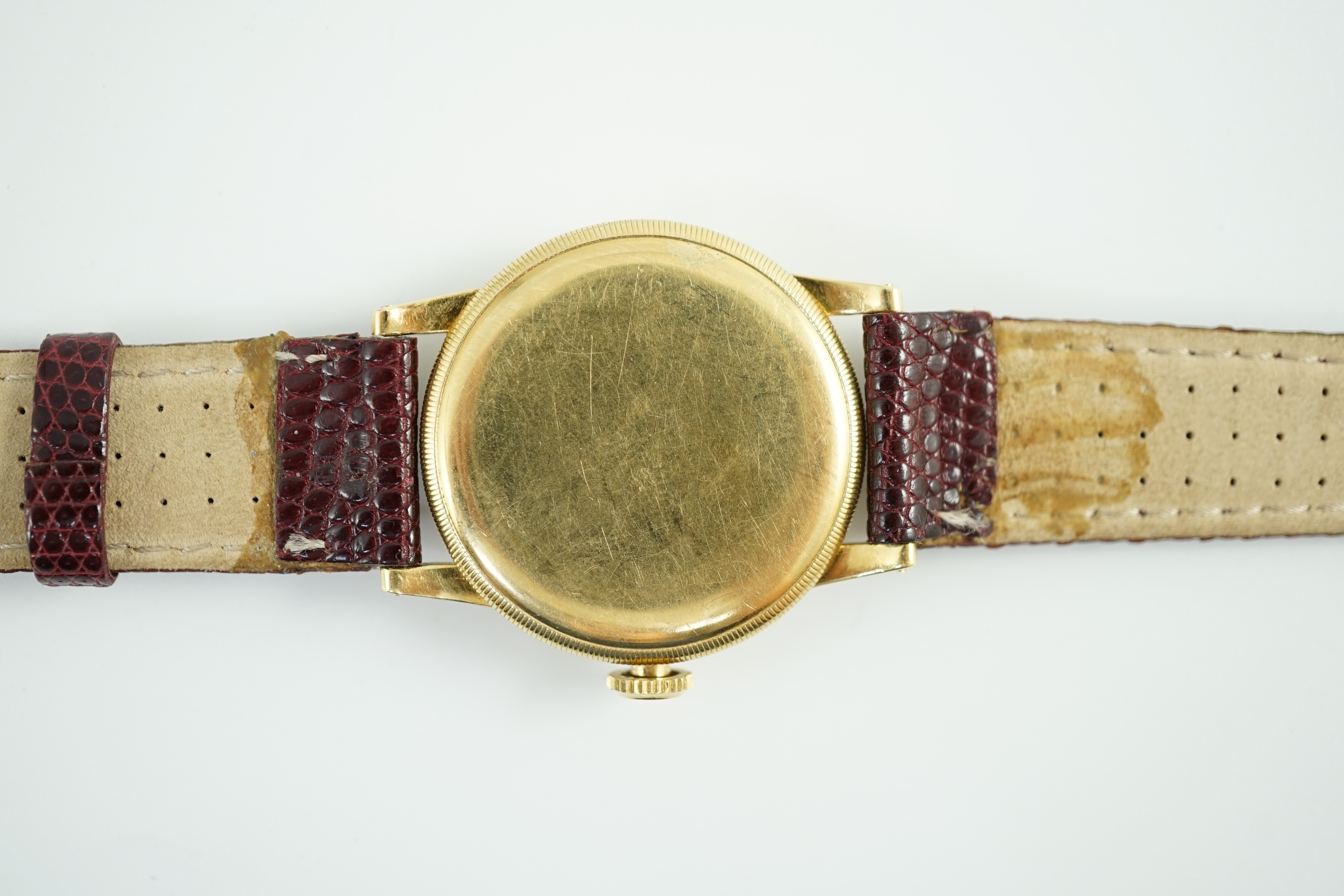 A gentleman's 18ct gold Zenith manual wind wrist watch, on associated leather strap, with Arabic - Image 4 of 4