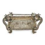 A late 19th/early 20th century Chinese Export silver planter, maker WC, of rectangular form, with