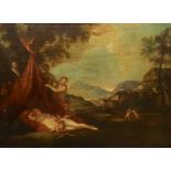 18th century Italian School Venus sleeping in an Italianate landscape with attendantsoil on canvas54