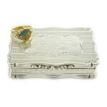 Australian naval interest - A Victorian engraved silver presentation snuff box, inscribed 'Presented