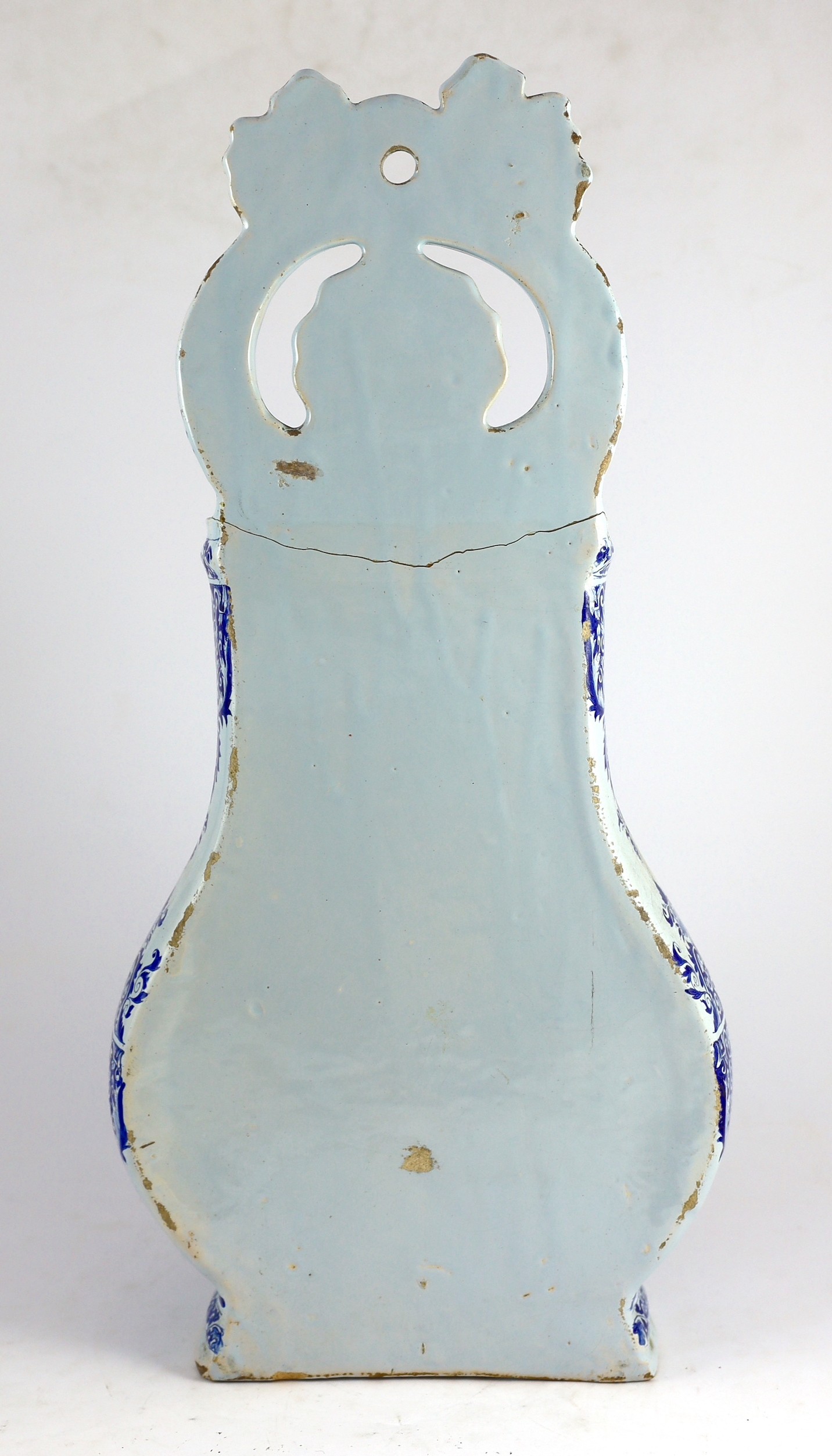 A large Rouen faience blue and white cistern, second quarter 18th century, painted with foliate - Image 6 of 7