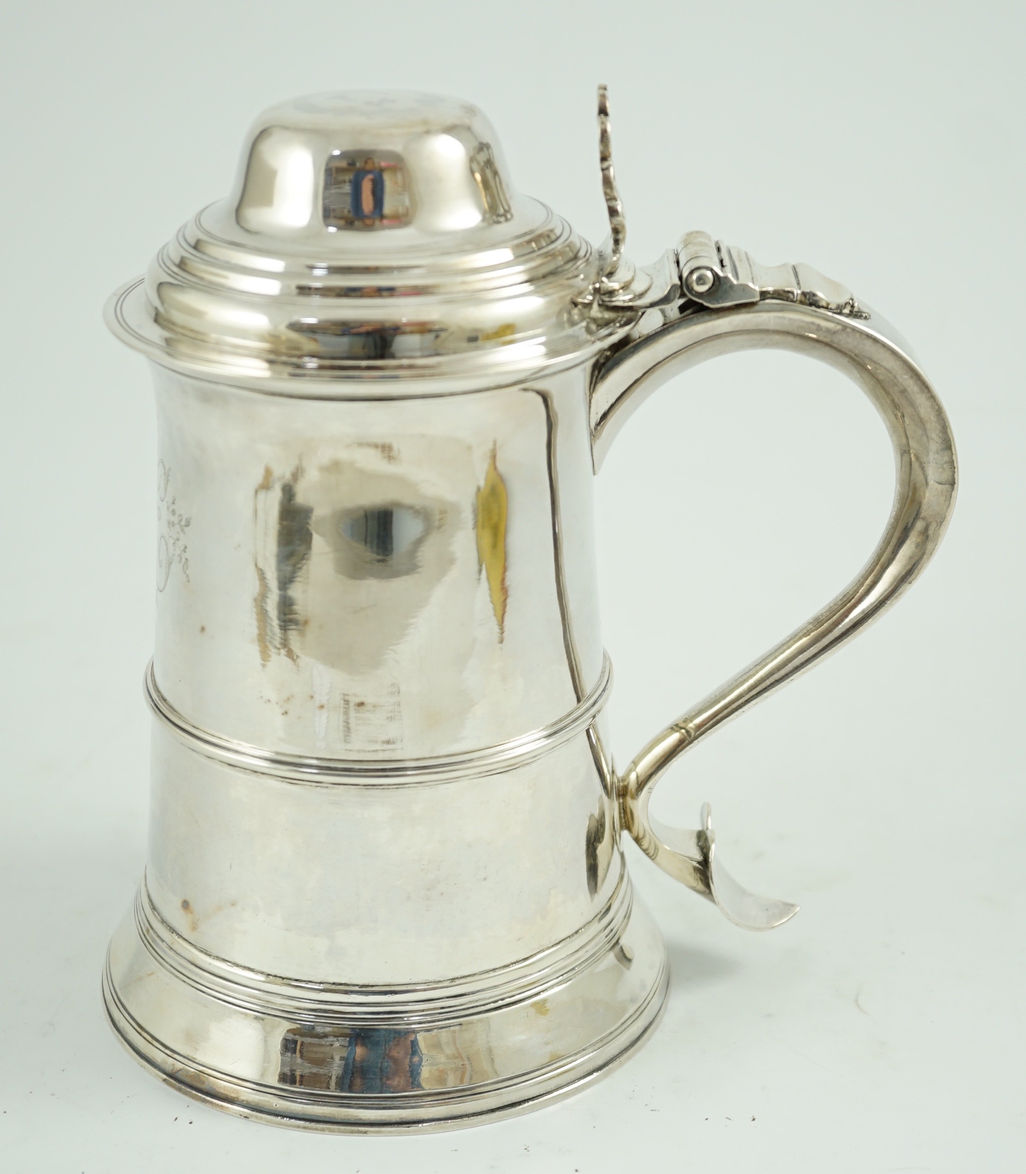 A large George III silver tankard, by George Smith II and Thomas Hayter, with later? engraved - Image 7 of 9