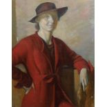 James Stroudley (British, 1906-1985) Portrait of a woman wearing a red coatoil on canvas92 x 71cm,