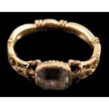 A George II gold, black enamel and rock crystal set mourning ring, inscribed 'Sar Nickolls Ob 28 Sep