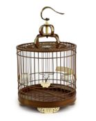 A Chinese bamboo and Guangzhou ivory mounted bird cage, late Qing dynasty, with two Guangxu mark and