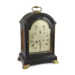 Stuart of Newcastle. A George III ebonised bracket clock, with plain architectural case, the