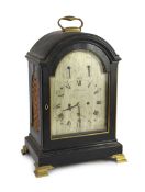 Stuart of Newcastle. A George III ebonised bracket clock, with plain architectural case, the
