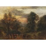 Follower of John Linnell (British, 1792-1882) 'Returning Home'oil on canvassigned and dated
