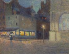 Charles Maurech Street scene at nightoil on boardsigned, with presentation inscription37 x 45cm***