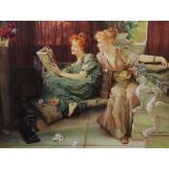 Konstantin Razumov (Russian, b.1974) Classical beauties reading booksoil on canvassigned and
