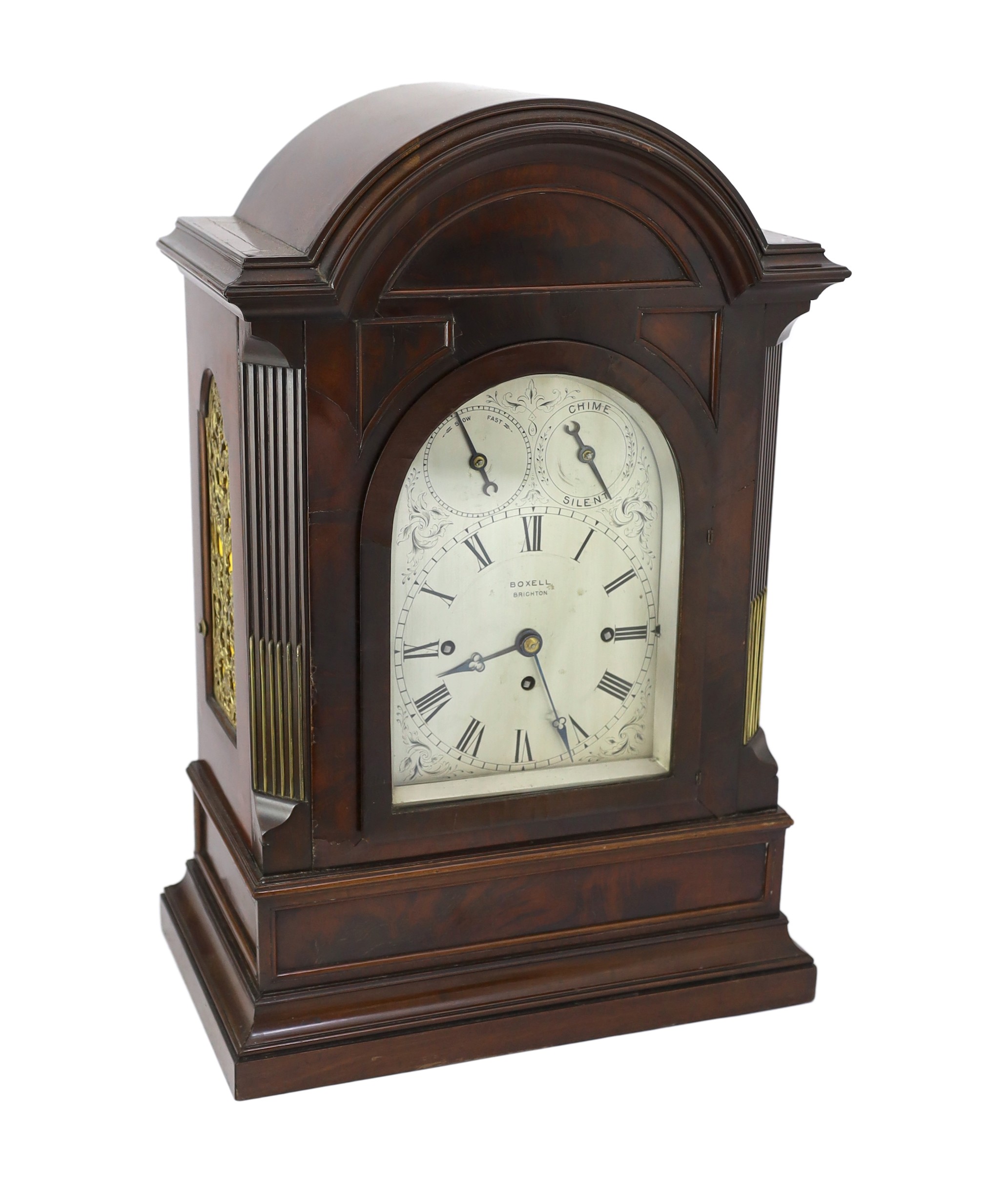 Boxell, Brighton, a Victorian mahogany chiming bracket clock, in arched architectural case with