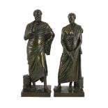 Ferdinand Barbedienne (French, 1810-1892). A pair of bronze figures of Sophocles and Demosthenes,