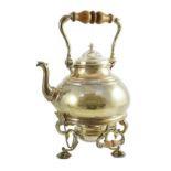 A large George V Britannia standard silver tea kettle on two handled stand, with burner, by
