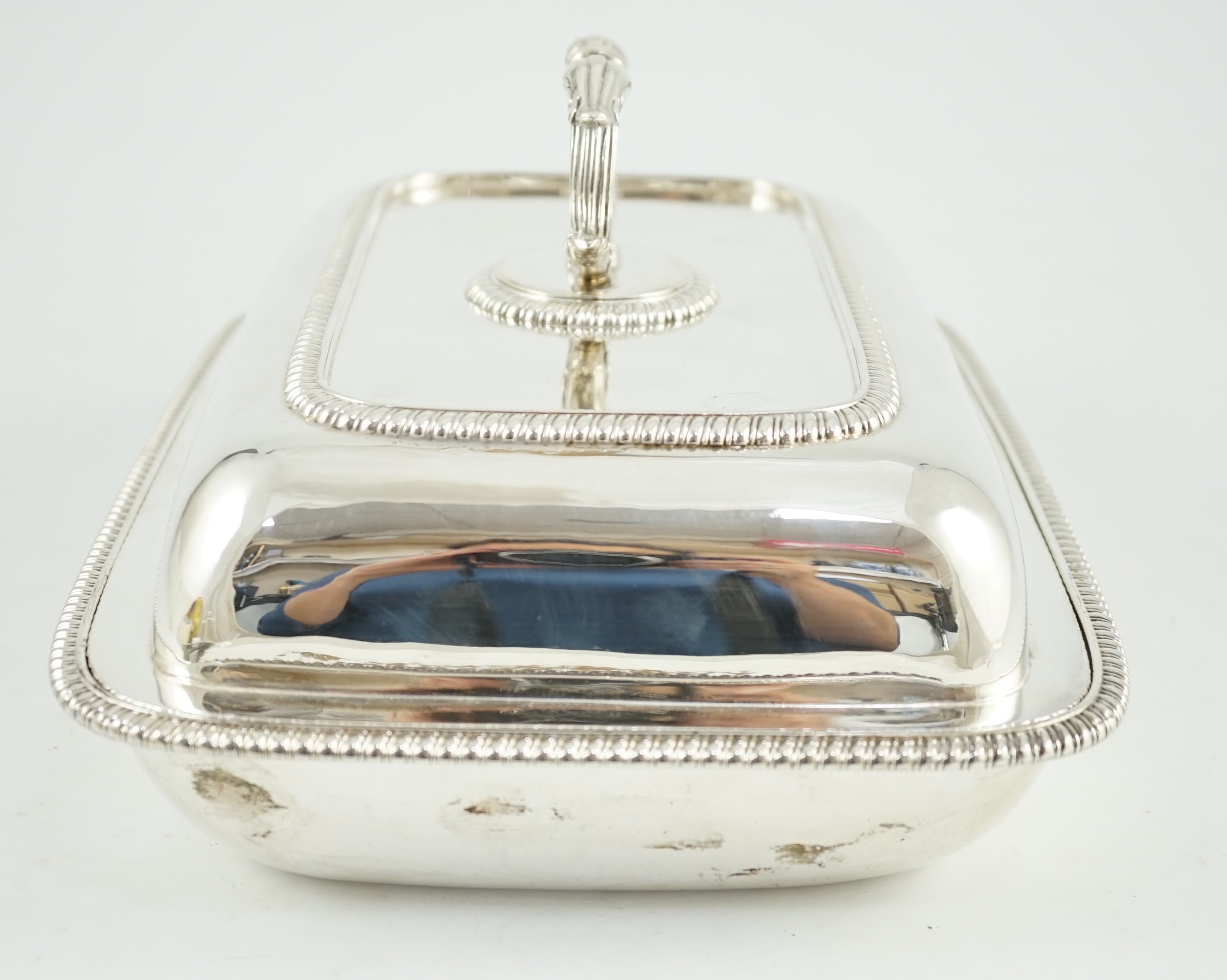 A George III silver shaped rectangular tureen, cover and handle, the base hallmarked for London, - Image 5 of 6