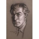 Stephen Thomas Ward (British, 1912-1963) Portrait of ‘Baron’, a high society photographercharcoal