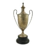 A George V silver two handled cup and cover by Sebastian Garrard, of vase form, with beaded loop