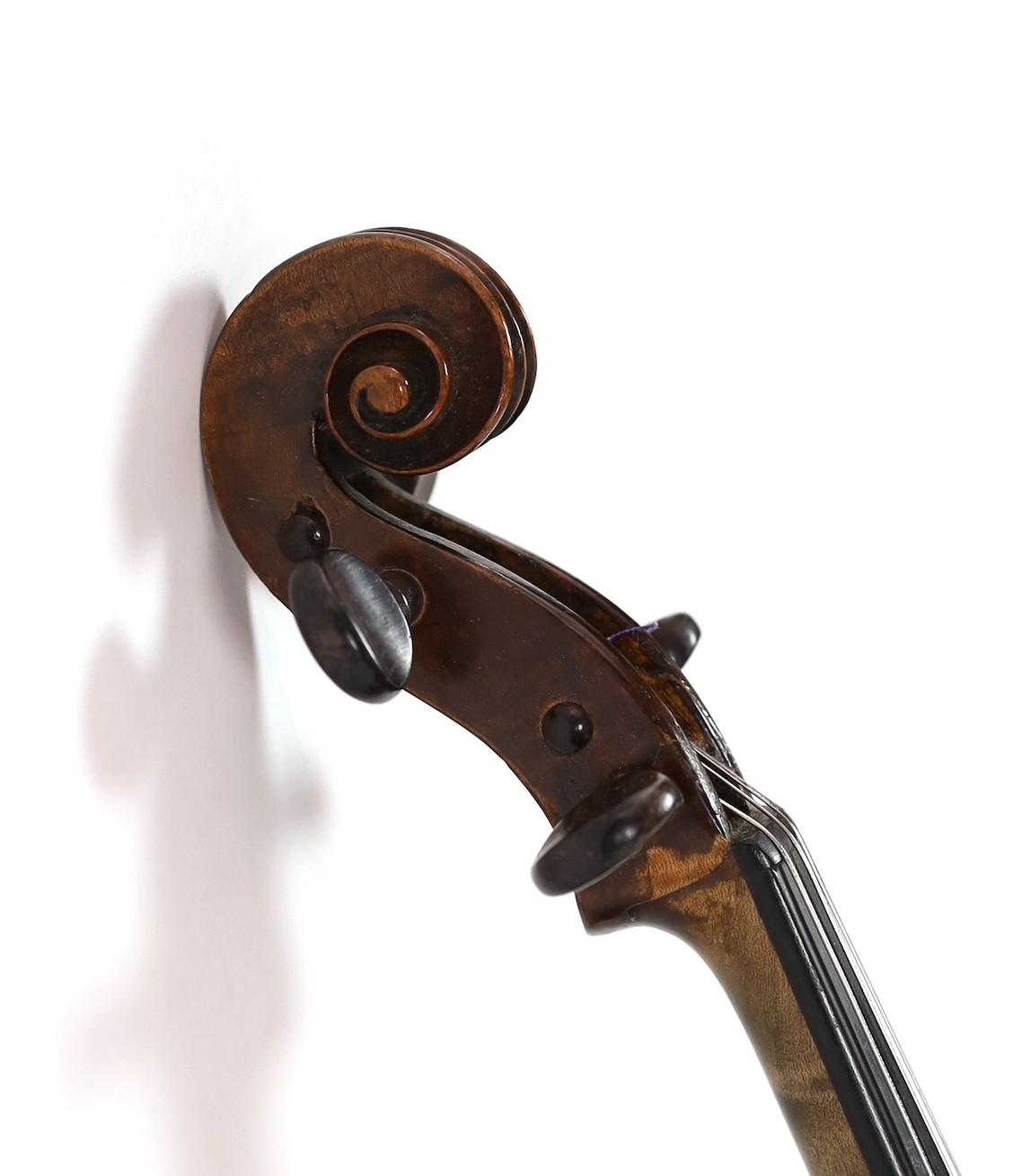 A 19th century violin attributed to Klotz school, unlabelled, the back and sides with medium curl, - Image 3 of 10