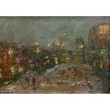 Konstantin Alekseevic Korovin (Russian, 1861-1939) Fireworks over Paris 1907oil on cardsigned and