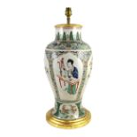 A Chinese famille verte baluster ‘Four Beauties’ baluster vase, Kangxi period, vase 42cm high, lower