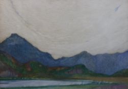Edward Reginald Frampton ROI (British, 1873-1923) Mountain landscapetemperasigned25 x 35cm***