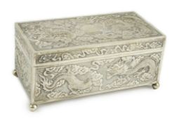 A late 19th/early 20th century Chinese Export silver rectangular cigarette box, by Wang Hing?,