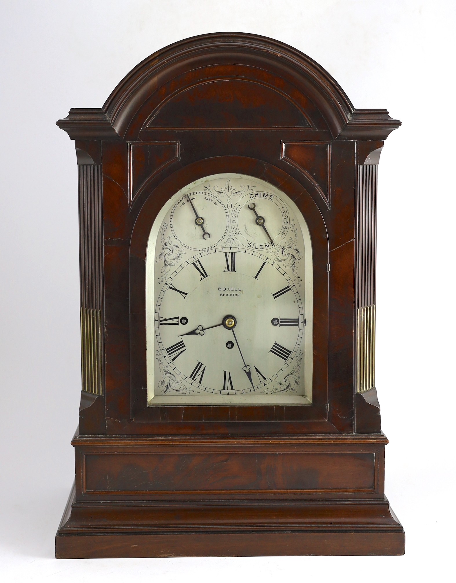 Boxell, Brighton, a Victorian mahogany chiming bracket clock, in arched architectural case with - Image 2 of 4