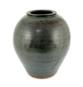 § § William Marshall (1923–2007), a large grey-blue and tenmoku glazed ovoid vase, with impressed