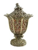 An early Victorian pierced silver sugar vase and cover, by Robinson, Edkins & Aston, with