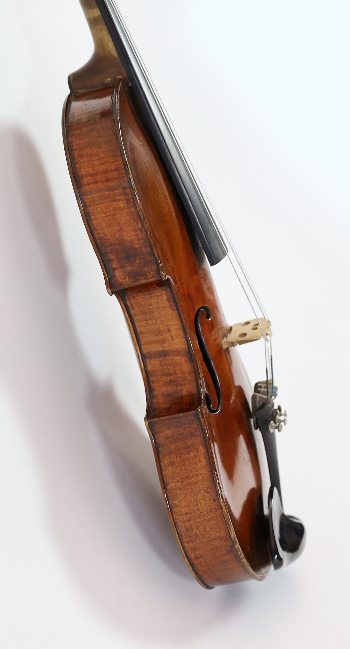 A 19th century violin attributed to Klotz school, unlabelled, the back and sides with medium curl, - Image 7 of 10