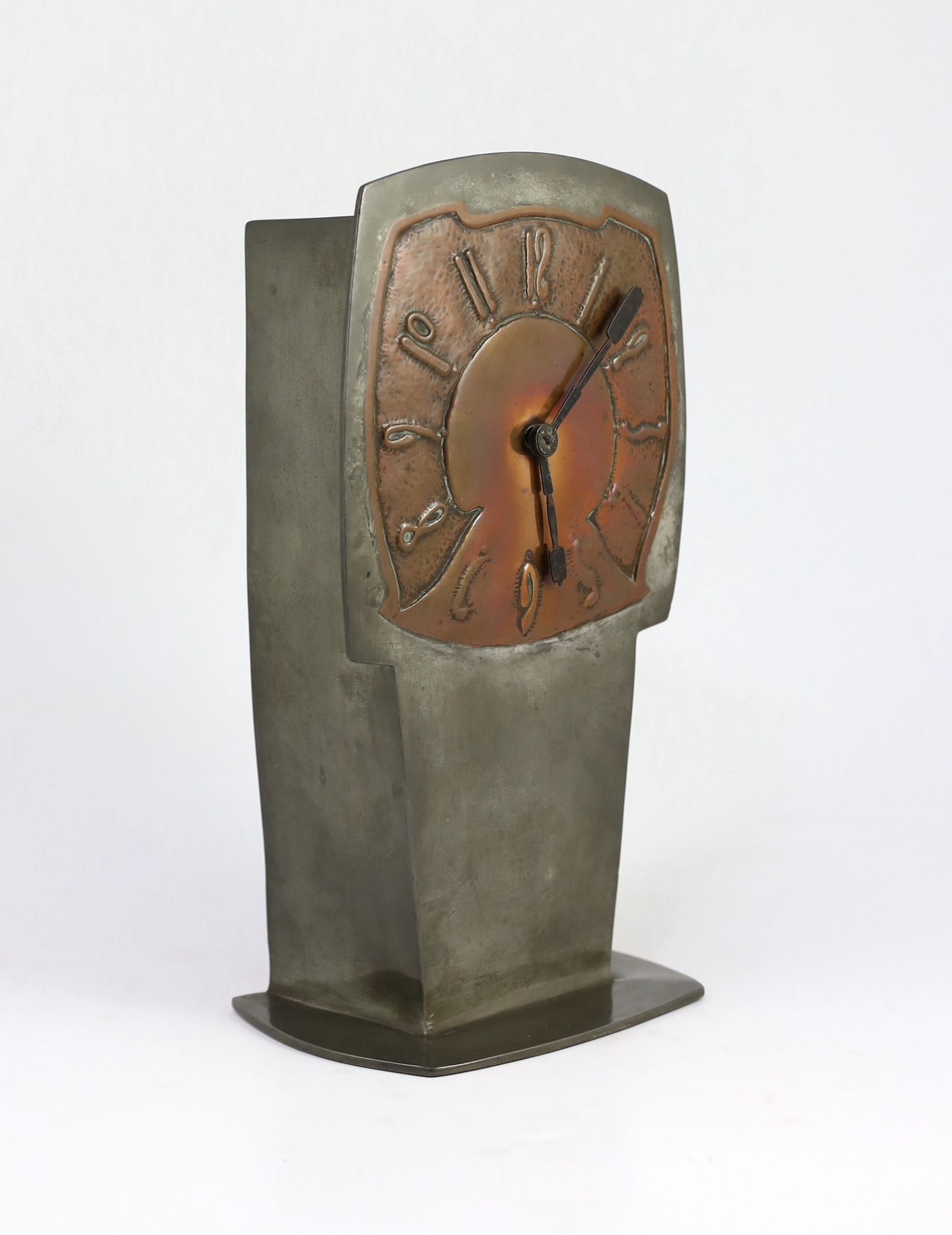 Archibald Knox for Liberty & Co., a rare ‘Tudric’ pewter and patinated copper clock, c.1902-05, - Image 2 of 5