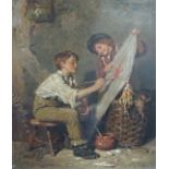 Edwin Roberts (British, 1840-1917) 'Bubbles' and 'The Finishing Touch'pair of oils on canvassigned