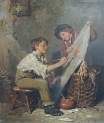 Edwin Roberts (British, 1840-1917) 'Bubbles' and 'The Finishing Touch'pair of oils on canvassigned
