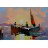 § § Cecil Rochfort D'Oyly-John (British, 1906-1993) 'Dawn Fishermen of French coast at St Tropez,