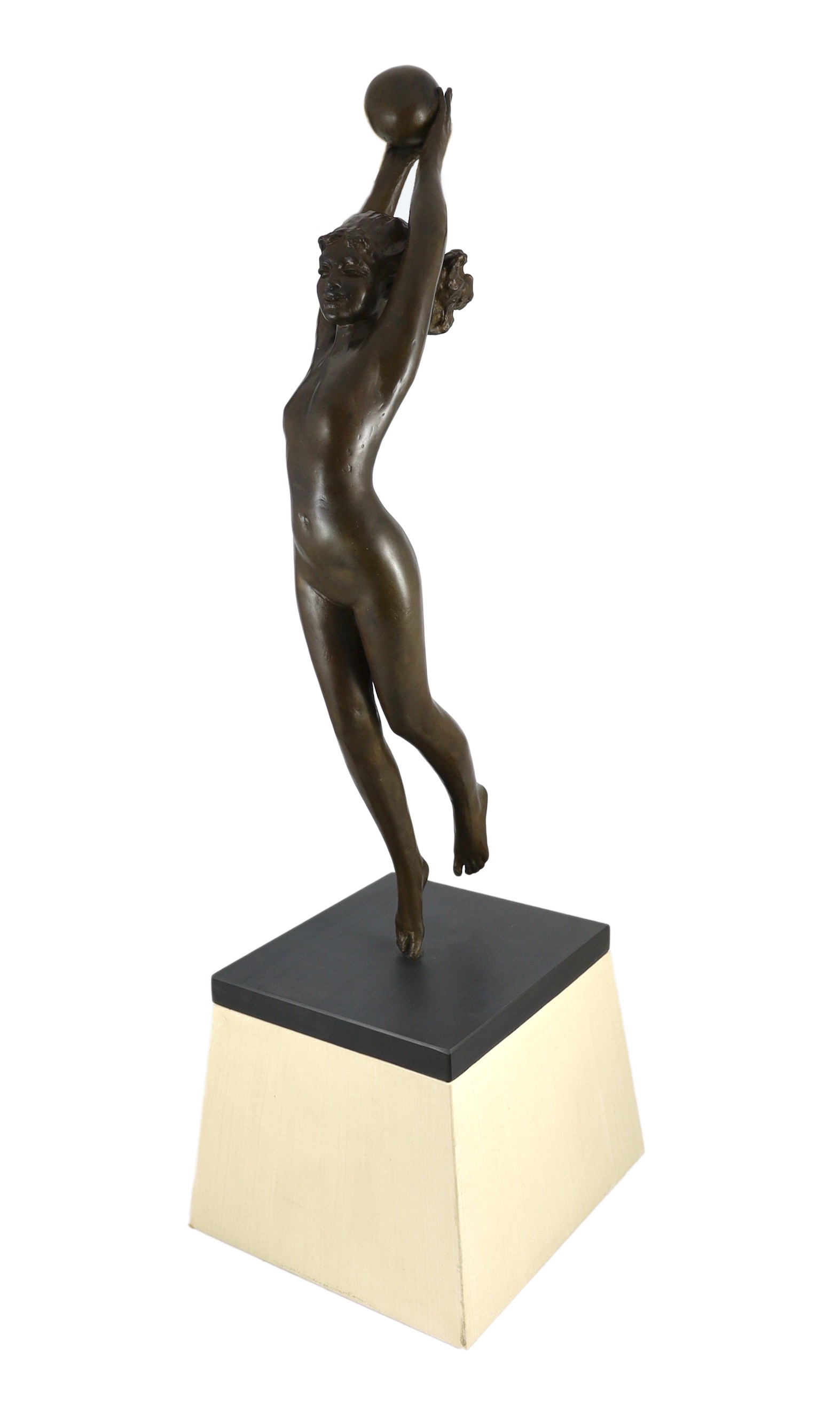 § § Sydney Harpley R.A. (British, 1927-1992), bronze, 'Girl with a beach ball', Signed beneath the