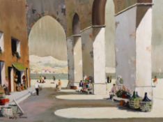 § § Cecil Rochfort D'Oyly-John (British, 1906-1993) Figures beneath arches, South of Franceoil on
