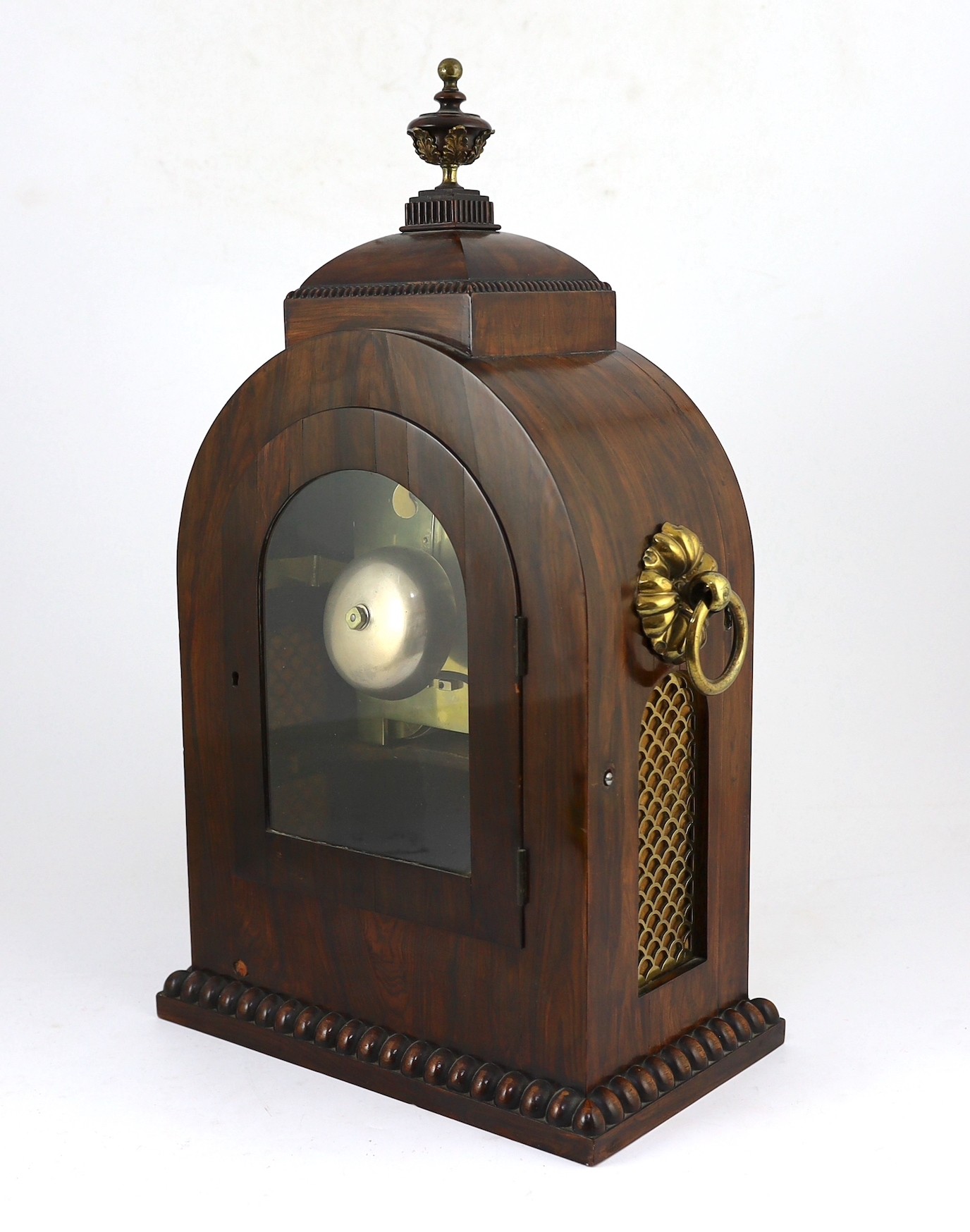 Davies & Napper. A Regency cut brass inlaid rosewood bracket clock, of arched architectural form, - Image 3 of 4