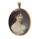 Attributed to George Patten (British, 1801-1865) Portrait miniature of a ladywatercolour on