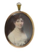 Attributed to George Patten (British, 1801-1865) Portrait miniature of a ladywatercolour on