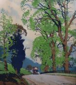 Walter Ernest Spradbery (British, 1889-1969) 'Boxhill by Motor Bus'original gouache for London