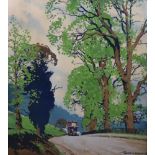 Walter Ernest Spradbery (British, 1889-1969) 'Boxhill by Motor Bus'original gouache for London