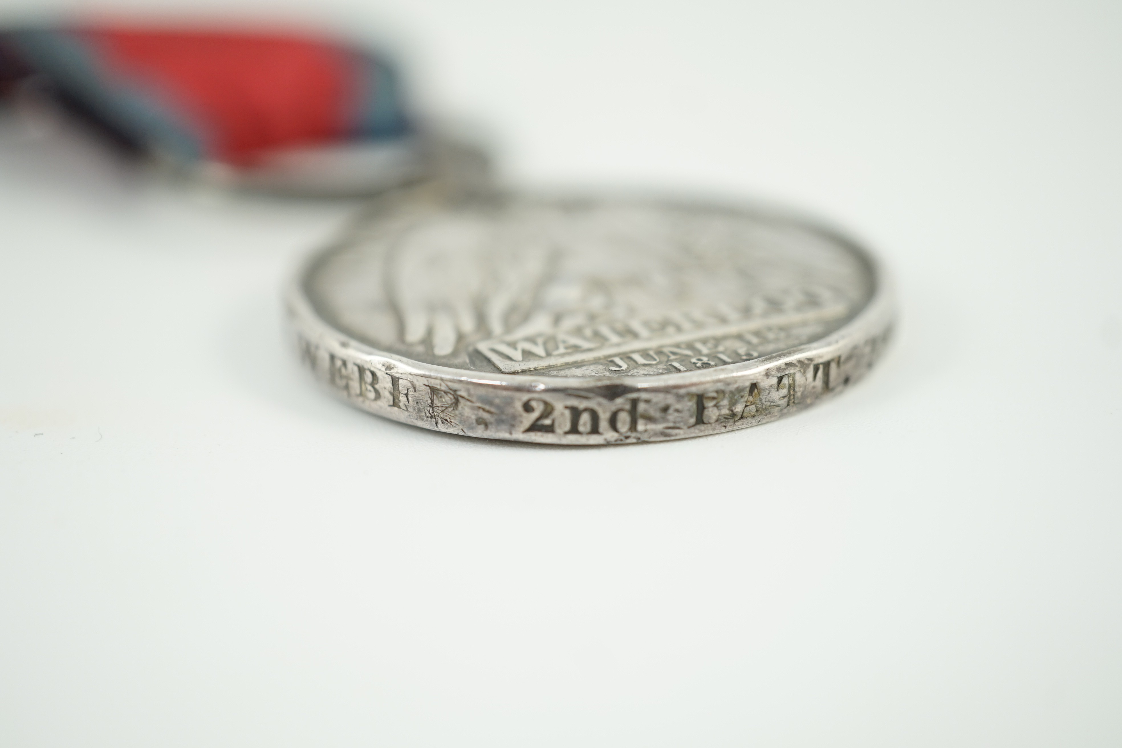 British campaign medals, Waterloo medal impressed Henry Weber 2nd Batt. 59th Reg. Foot steel - Image 8 of 9