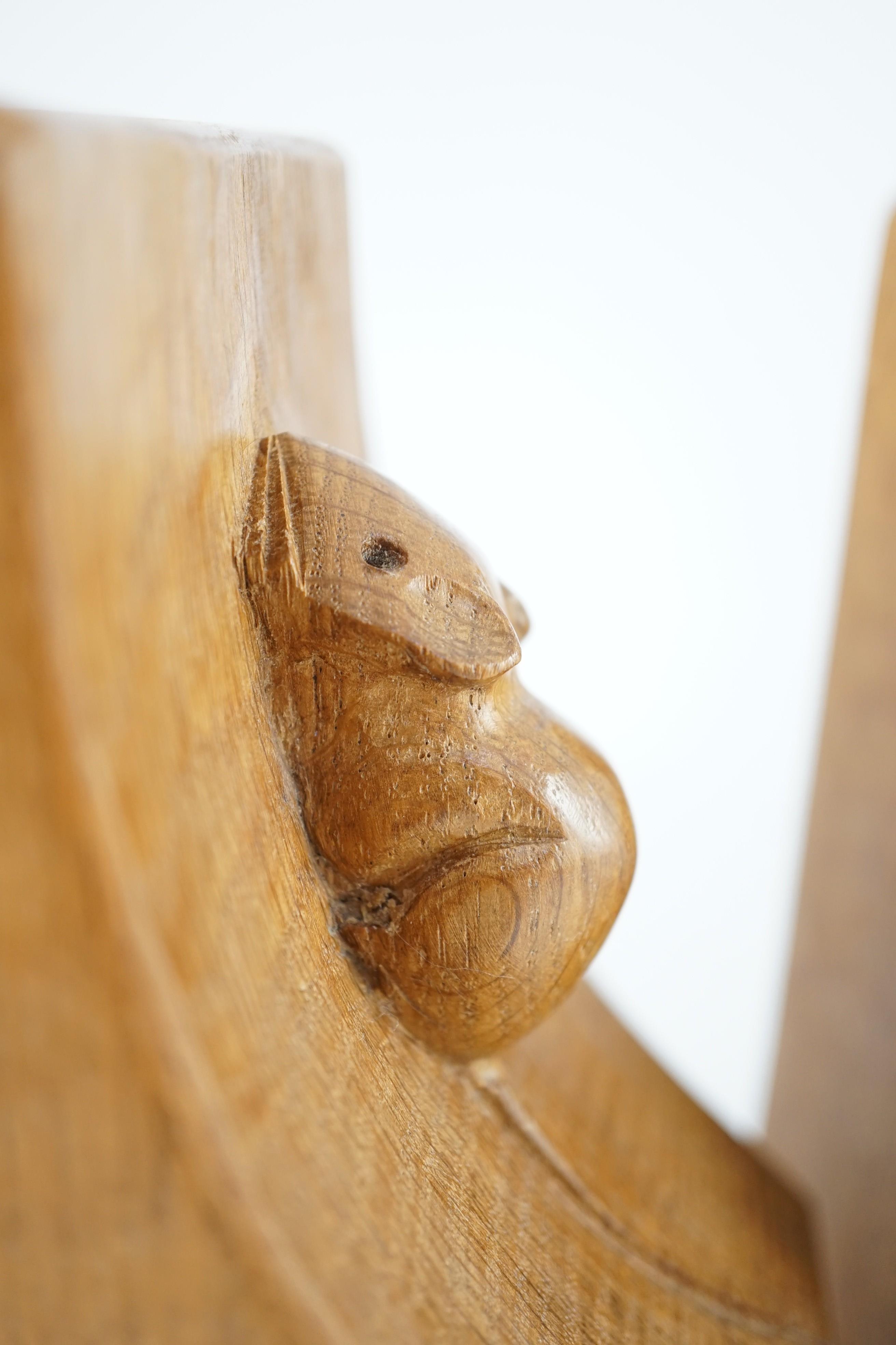 Two pairs of Robert Thompson Mouseman Thompson oak bookends, each carved with a mouse, width 9.5cm - Image 4 of 4