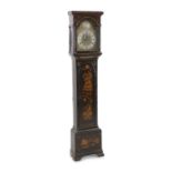 Thomas Clinch of London. A black japanned eight day longcase clock, the 12 inch arched brass dial