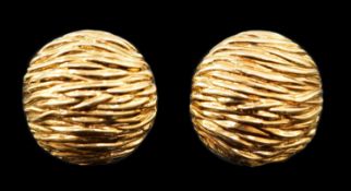 A modern pair of Kutchinsky 18ct gold cufflinks, of textured circular domed form, signed, diameter