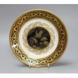 A rare Derby plate from the Pares service, c.1810, decorated in imitation of oriental lacquer with a