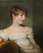 Circle of Hugh Douglas Hamilton (British, c.1740-1808) Portrait of a young lady, head and shoulders,